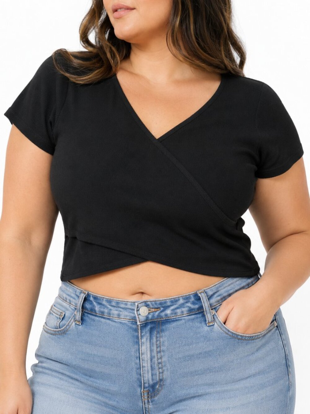 RD Style Black Ribbed Crop Top SIZE LARGE